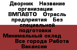 Дворник › Название организации ­ ВМПАВТО › Отрасль предприятия ­ Без специальной подготовки › Минимальный оклад ­ 20 000 - Все города Работа » Вакансии   . Ивановская обл.